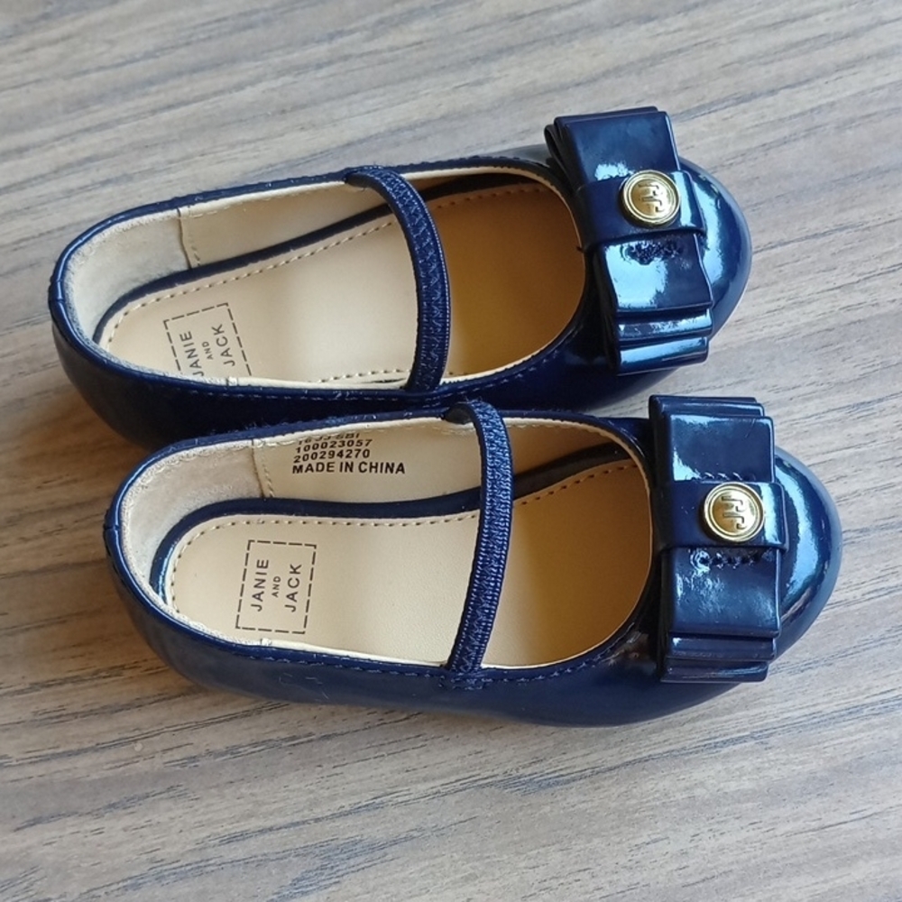 New  Never Used Janie and Jack Navy Baby Walker Shoes - Picture 3 of 10